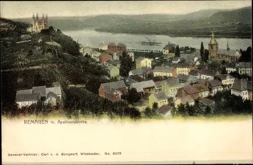 Ak Remagen am Rhein, Panorama mit Apollinariskirche