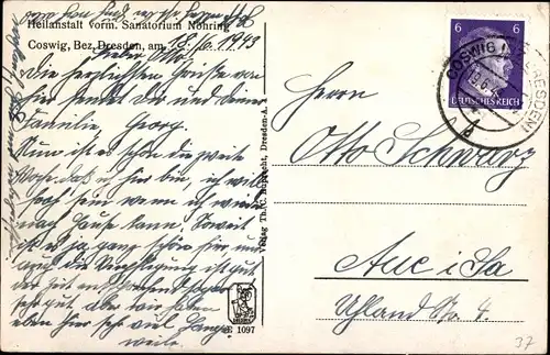 Ak Coswig in Sachsen, Heilanstalt vorm. Sanatorium Nöhring