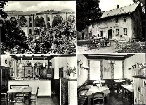 Ak Röttis Jößnitz Vogtland, Elstertalbrücke, Gasthaus Friedrich August Stein, Innenansichten