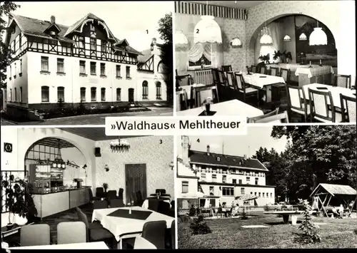 Ak Mehltheuer im Vogtland, Reichsbahnferienheim Waldhaus, Speiseraum, Gartenseite, Aufenthaltsraum