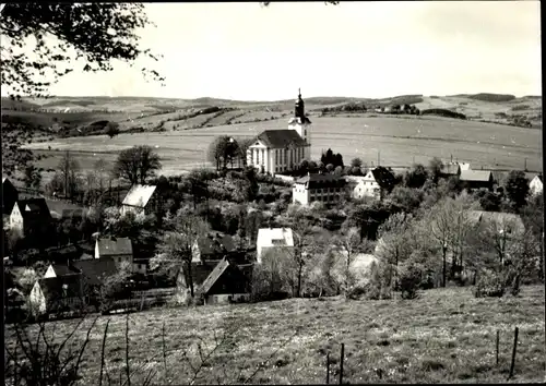 Ak Mildenau im Erzgebirge, Kirche, Panorama