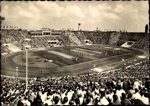 Ak Leipzig in Sachsen, Zentralstadion, Vignette Gohliser Schlösschen