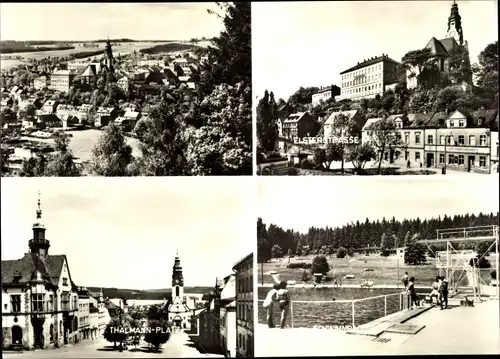 Ak Adorf im Vogtland, Schwimmbad, Thälmann-Platz, Elsterstraße