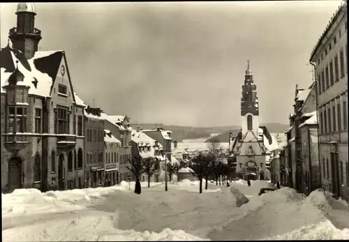 Ak Adorf im Vogtland, Ernst Thälmann Platz im Winter