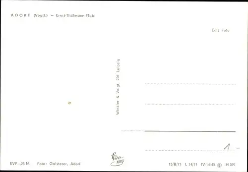 Ak Adorf im Vogtland, Ernst Thälmann Platz im Winter