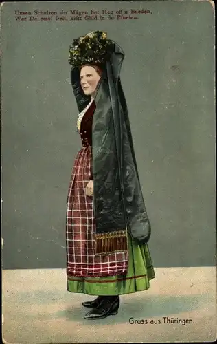 Ak Frau in Thüringer Tracht