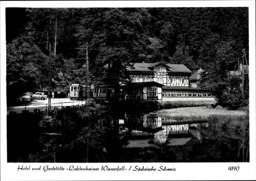 Ak Lichtenhain Sebnitz Sächsische Schweiz, Lichtenhainer Wasserfall, Hotel und Gaststätte