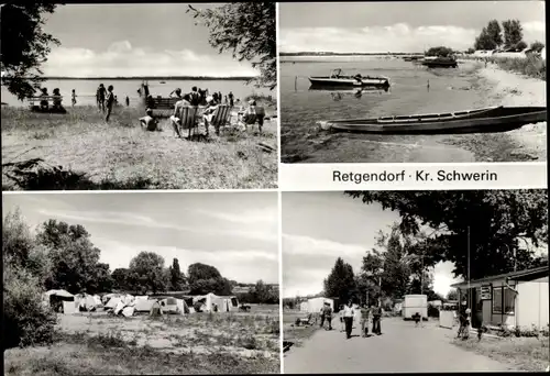 Ak Retgendorf in Mecklenburg, Campingplatz, Zelte, Uferpartie, Boote, Gäste