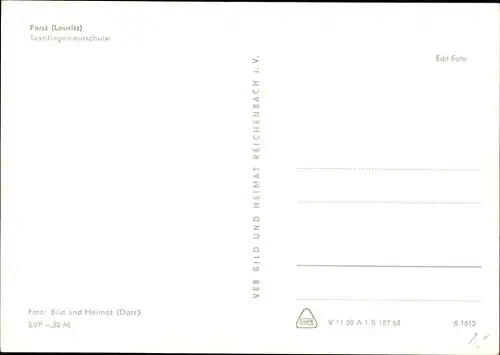 Ak Forst in der Niederlausitz, Textilingenieurschule