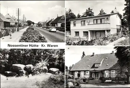Ak Nossentiner Hütte in Mecklenburg, Dorfstraße, Neues Forsthaus, Hünengrab