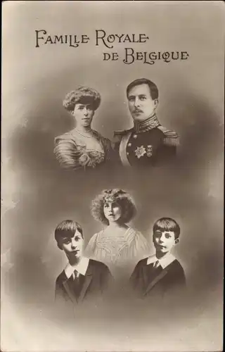 Ak Albert I., Königin Elisabeth, Léopold, Charles, Marie-José