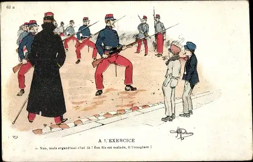 Künstler Ak Guillaume, Albert, A l'exercice, französische Soldaten
