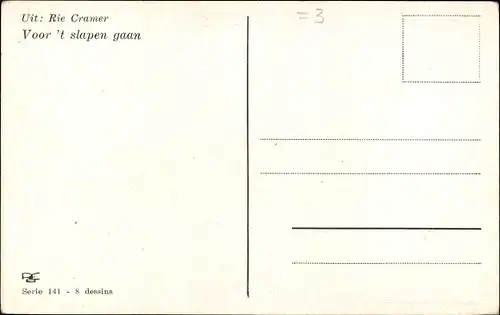 Künstler Ak Cramer, Rie, Voor 't slapen gaan, Kind geht ins Bett, Gedicht
