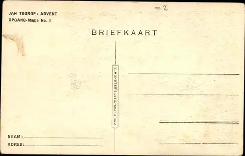 Künstler Ak Toorop, Jan, Advent, Opgang Mapje No. 1
