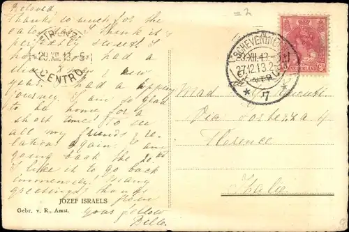 Künstler Ak Israels, Jozef, Mann zündet Pfeife an, Feuer