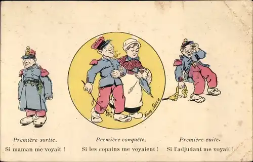 Künstler Ak Sager, Xavier, Premiere Sortie, Conquete, Cuite