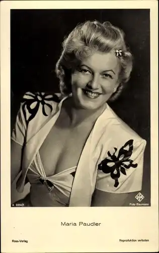 Ak Schauspielerin Maria Paudler, Portrait, Ross Verlag 3334/1