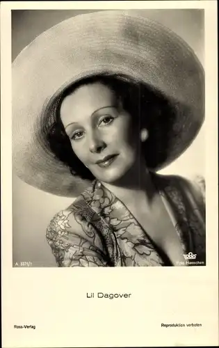 Ak Schauspielerin Lil Dagover, Portrait mit Hut, Ross Verlag A 3371 1