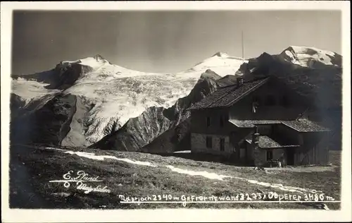 Ak Tux in Tirol, Tuxerjochhaus im Zillertal, Baude, gegen Gefrorene Wand und Olperer