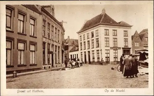 Ak Hattem Gelderland Niederlande, Markt