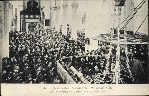 Ak Vlissingen Zeeland Niederlande, De Ruyterfeesten 1907, Uitvoering der Cantate in de Nieuwe Kerk