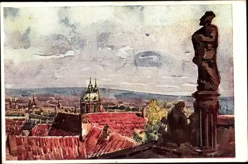 Künstler Ak Soucek, V., Praha Prag Tschechien, Pohled s novych zam. schodu