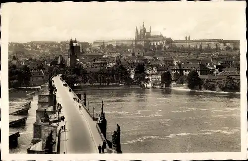 Ak Praha Prag Tschechien, Karluv most a Hradcany, Karlsbrücke, Hradschin