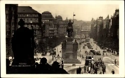Ak Praha Prag Tschechien, Václavské námesti, Wenzelsplatz, Denkmal