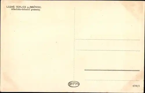 Ak Lazne Teplice nad Bečvou Teplitz Bad Region Olmütz, Alkalicko-zelezite prameny