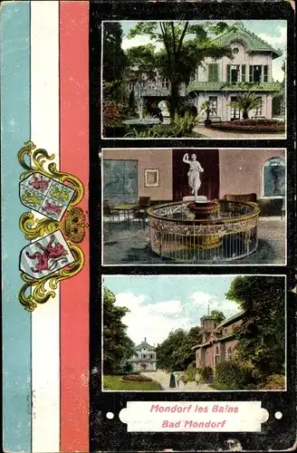 Wappen Ak Mondorf les Bains Bad Mondorf Luxemburg, Ortsansichten, Denkmal