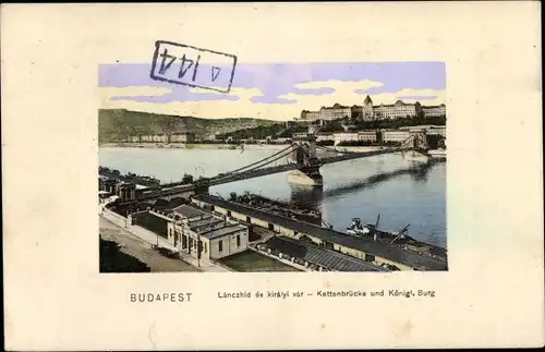 Ak Budapest Ungarn, Kettenbrücke und Königliche Burg