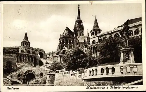 Ak Budapest Ungarn, Fischerbastei mit Mathias-Kirche