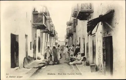 Ak Biskra Algerien, Rue des Ouleds Nails