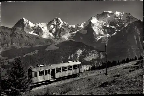 Ak Kanton Bern, Eiger, Mönch, Jungfrau, Mürrenbahn, Zahnradbahn