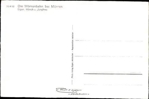 Ak Kanton Bern, Eiger, Mönch, Jungfrau, Mürrenbahn, Zahnradbahn