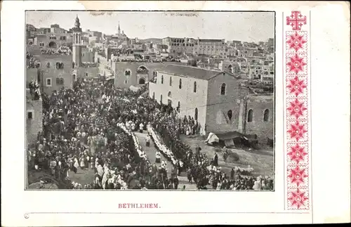 Ak Bethlehem Palästina, Prozession, Stadt