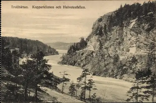 Ak Trollhättan Schweden, Kopparklinten och Helvetesfallen