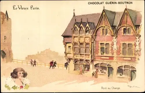 Künstler Litho Robida, Albert, Paris, Pont au Change, Reklame, Chocolat Guerin Boutron