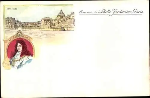 Litho Versailles Yvelines, Schloss, Souvenir de la Belle Jardiniere, Reklame