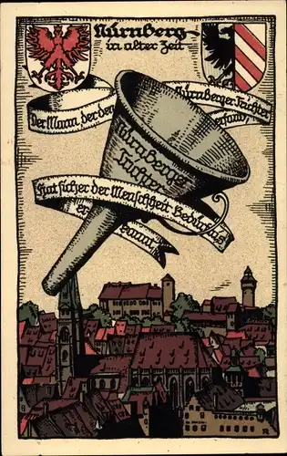 Steindruck Ak Nürnberg in Mittelfranken Bayern, Wappen, Trichter