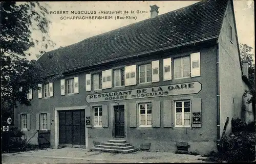 Ak Scharrachbergheim Elsass Bas Rhin, Restaurant de la Gare Robert Musculus