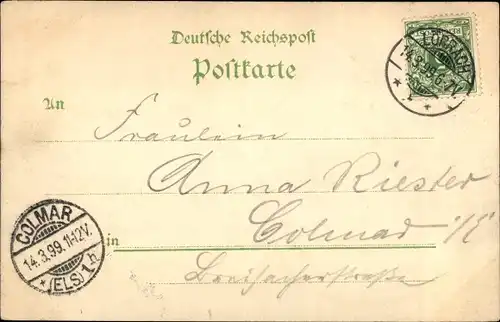 Litho Lörrach in Baden, Gasthaus zum Hirschen, Totalansicht