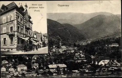 Ak Oppenau im Schwarzwald, Hotel zum goldenen Adler, Post, Blick auf den Ort