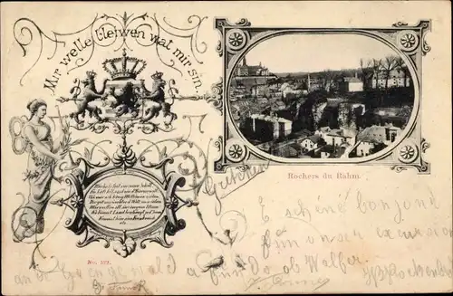Passepartout Ak Luxemburg, Rochers du Rahm, Rham