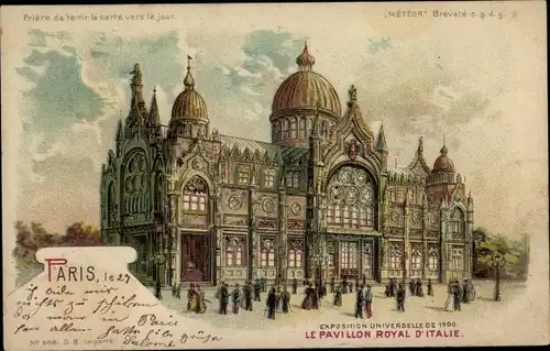 Halt gegen das Licht Litho Paris, Exposition Universelle 1900, le Pavillon Royal d'Italie