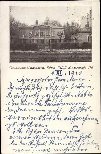 Ak Wien 13. Hietzing Österreich, Taubstummblindenheim, Linzerstraße 478