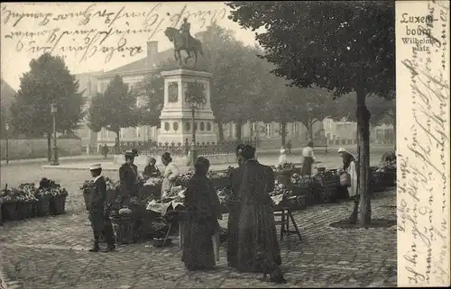 Ak Luxemburg, Wilhelmsplatz, Denkmal