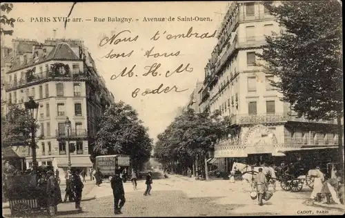 Ak Paris XVII., Rue Balagny, Avenue de Saint Ouen, Pferdeomnibus