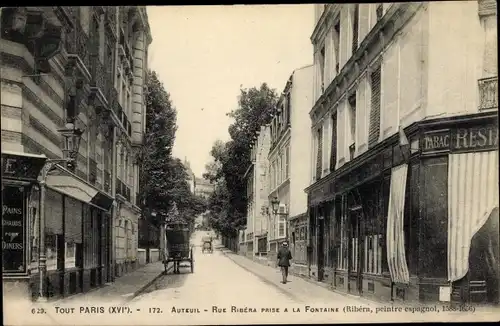 Ak Paris XVI Passy, Auteuil, Straßenpartie, Geschäfte