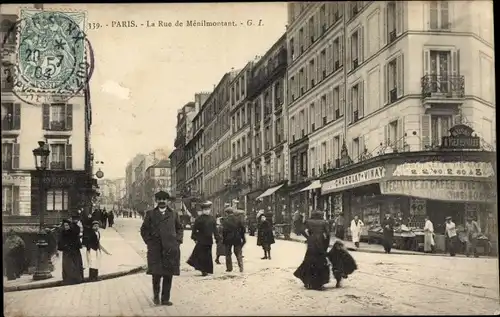 Ak Paris XX, Straßenpartie, Café